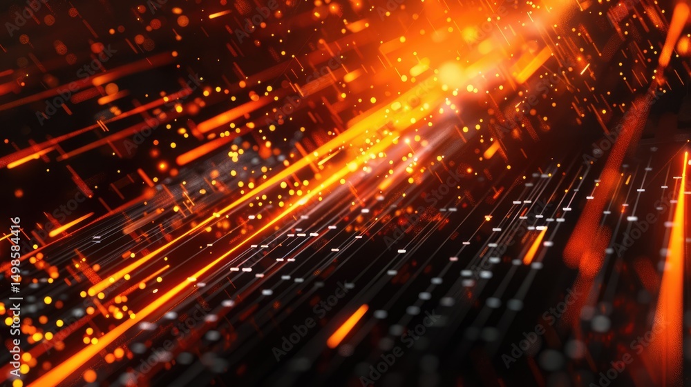 Poster abstract of digital shape or line and technological cyber style particle design connect in surreal e