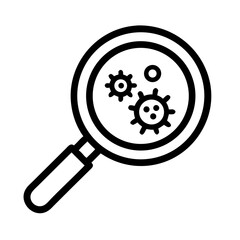 Fototapeta premium Magnifying Glass with Germ Icon – Microbiology and Virus Detection Symbol