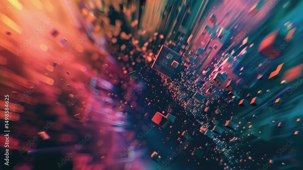 Poster experience an immersive visual journey with this dynamic 3d optical illusion. the vibrant colors and