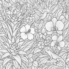 Tropical Jungle Coloring Page
