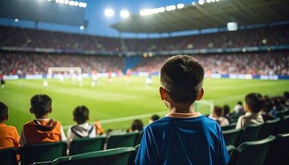 サッカーの試合を見ているアジア人の子供