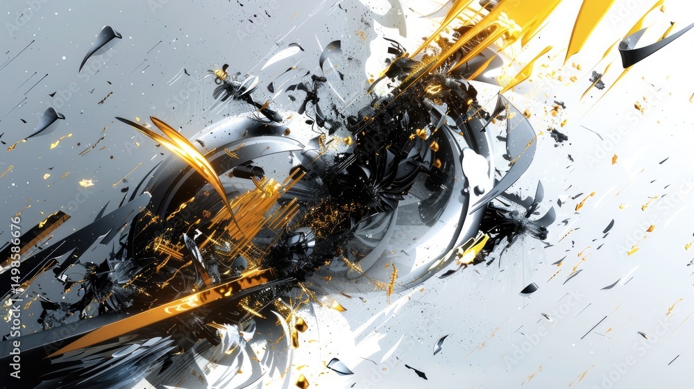 Poster abstract of digital shape or line and technological cyber style particle design connect in surreal e