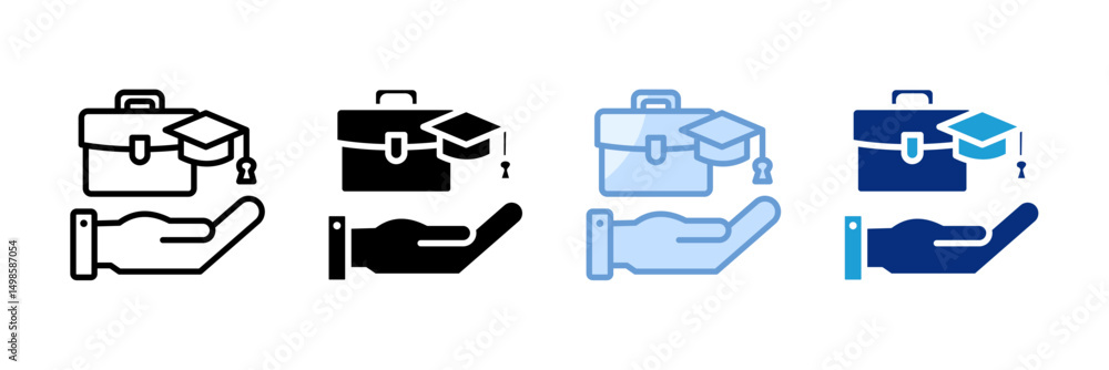 Poster internship icon set multiple style collection