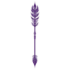Contemporary Arrow with a Layered Design in Royal Purple Isolated on Transparent Background