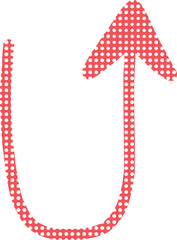 手描きで赤いドット柄のU字カーブの矢印アイコン Adobe Illustrator Artwork