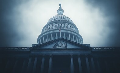 Fototapeta premium United states capitol building in moody atmospheric lighting during overcast weather