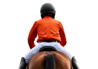 Horse racing jockey Isolated on Transparent or White Background.