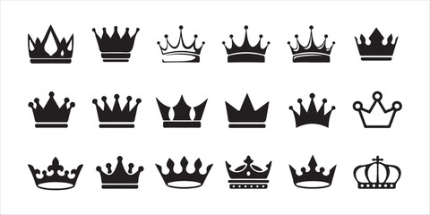 Naklejka premium Stylized Crown Icons – Artistic King and Queen Vector Pack