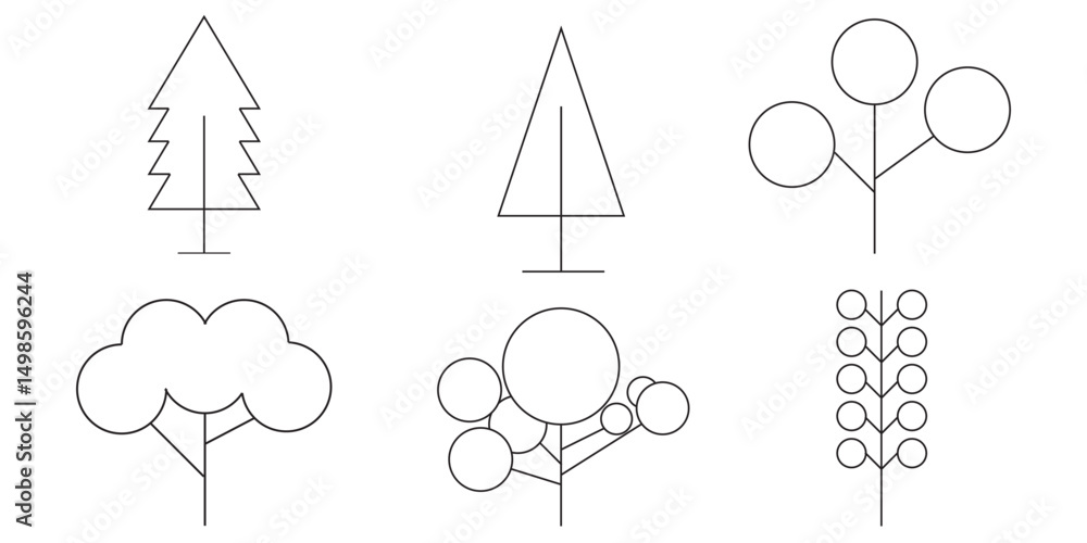 Poster tree and forest icons set. nature concept. vector illustration.