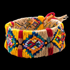 Vibrant Woven Anklet with Multi-Colored Knot and Flower Design Isolated on Transparent Background