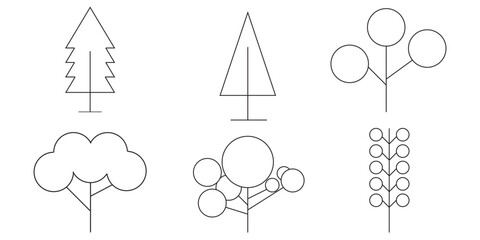 Tree and Forest Icons set. Nature concept. Vector illustration.