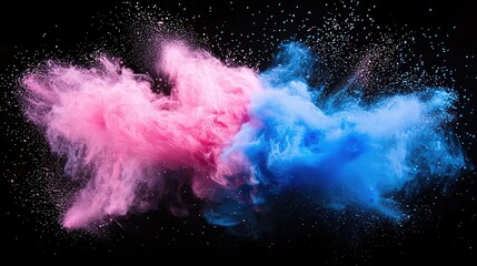Fototapeta premium A burst of neon pink and blue powder frozen in mid-air.