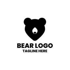 Simple Black Bear Head Logo for Branding
