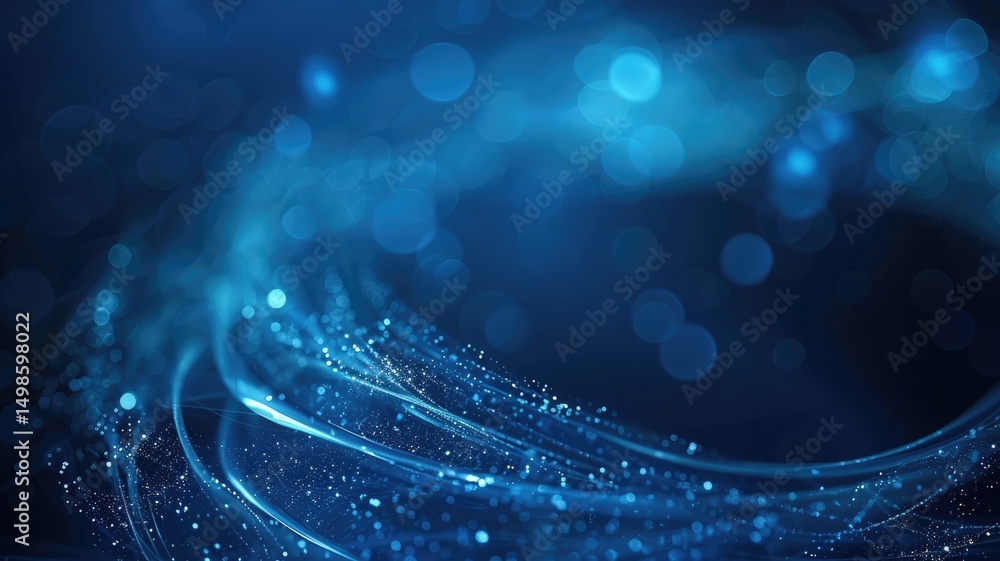 Poster abstract picture micro light sparkling particle represent data flow vivid flowing wave with high tec