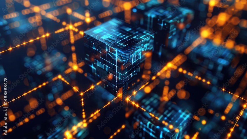 Poster abstract of cyberspace on virtual area with digital technology style design and the electric light g