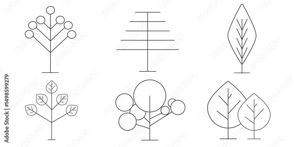 Poster tree and forest icons set. nature concept. vector illustration.