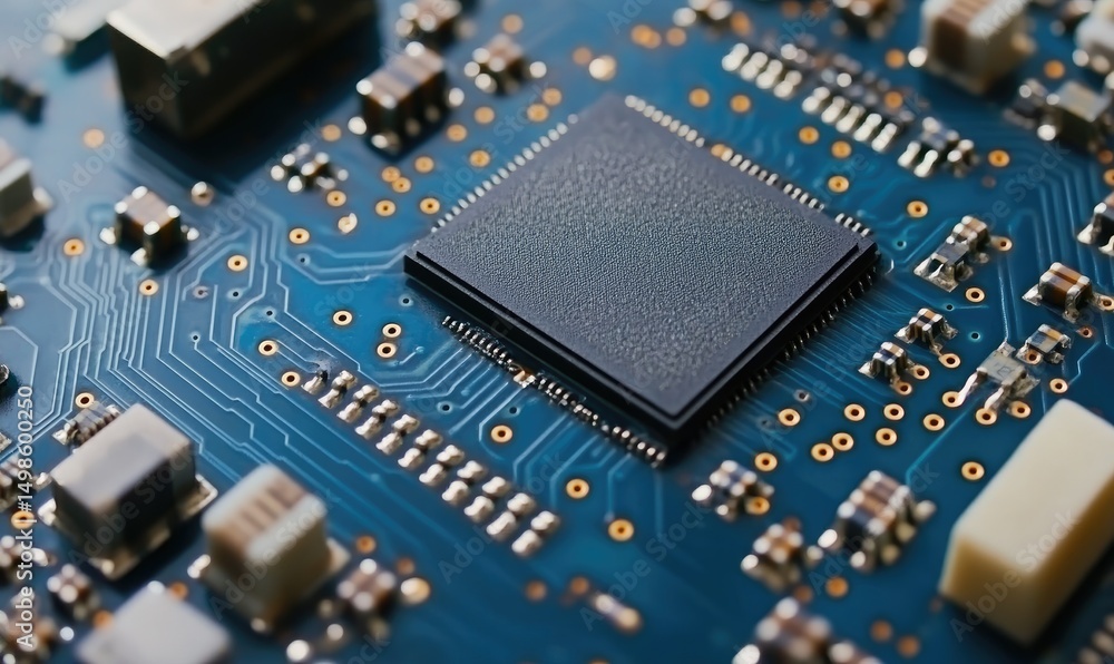Poster close-up circuit board with microchip