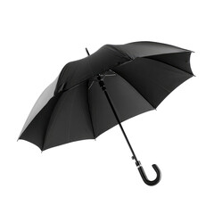 Title: Automatic Black Umbrella on White Background – Transparent Background

