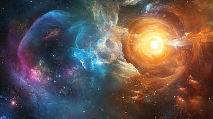 Obraz premium Cosmic Symphony, A Dance of Light and Color in the Universe