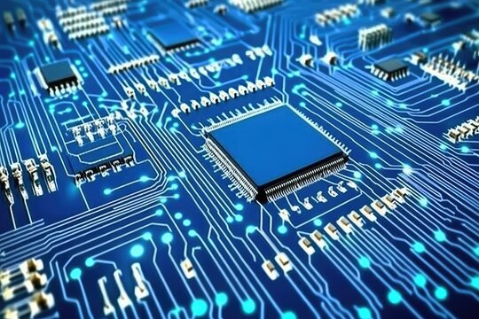High-tech circuit board close-up