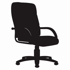 Silhouette Vector of Office Chair with Armrests – Perfect for Office Furniture Graphics, Workplace Designs, and Professional Workspace Branding Projects
