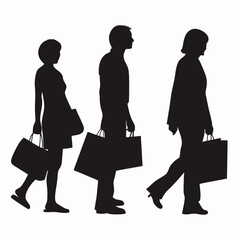 Stylish Silhouette Vector: Modern Shopping Figures to Elevate Your Design Projects and Captivate Your Audience