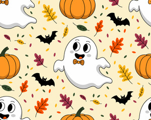 halloween seamless pattern, halloween, pumpkin, vector, autumn, pattern, illustration, seamless, orange, set, holiday, icon, october, celebration, design, cartoon, horror, spooky, fun, face, art, seas