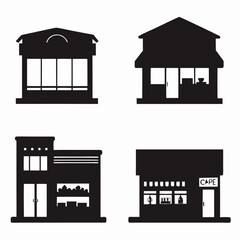 Stylish Vector Artwork of Various Shop Designs: Ideal for Business Branding, Brochures, and Creative Projects