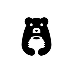 Bear Holding Honeycomb Logo – Sweet Nature Mascot Emblem