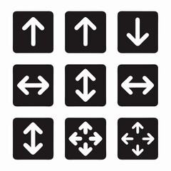 White Navigation Arrows on Black Background Silhouette Illustration