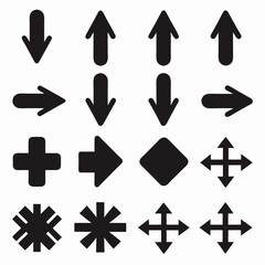 Black Silhouette Arrows and Navigation Symbols Vector Art