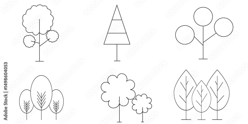Poster tree and forest icons set. nature concept. vector illustration.