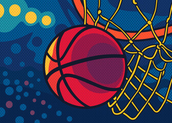 basketball into the basket illustration pop art designs illustration vector art