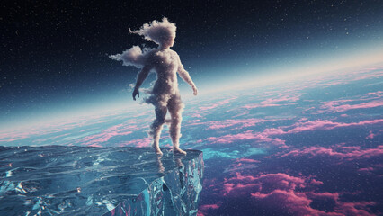 Standing at the Edge of the World Between Sky and Infinity