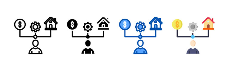 Asset allocation icon set bundle. Multi style icon collection perfect for websites, apps, and presentations. Simple vector icon collection