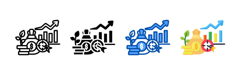 Rising icon set bundle. Multi style icon collection perfect for websites, apps, and presentations. Simple vector icon collection