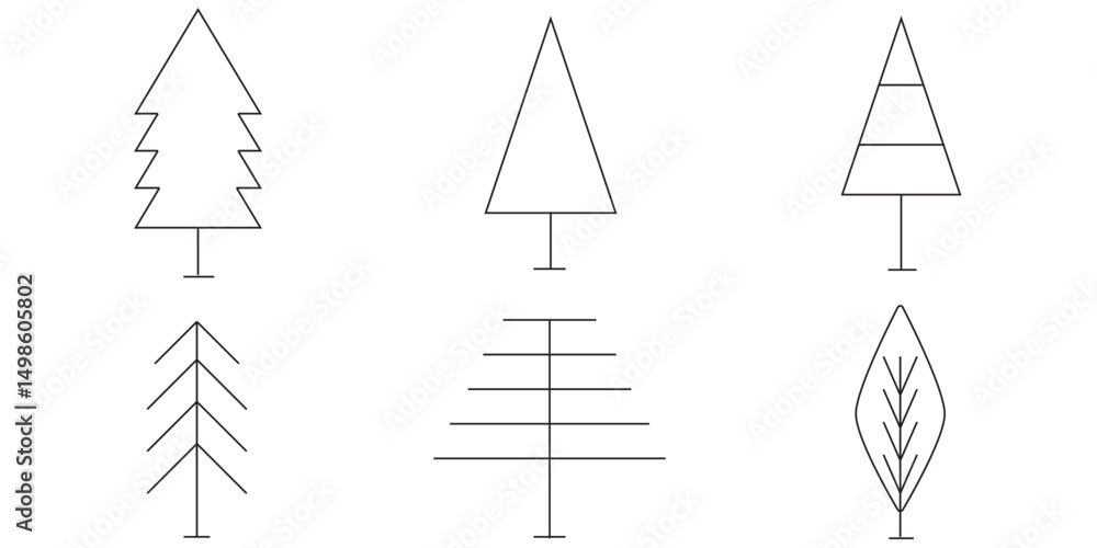 Poster tree and forest icons set. nature concept. vector illustration.
