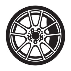 Obraz premium Stylish Black and White Car Wheel Design Spoke Pattern and Tire