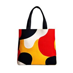 Trendy Canvas Bag with a Bold Contemporary Print Isolated on Transparent Background