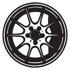 Obraz premium Classic Car Wheel Design Six-Spoke Alloy Rim Illustration