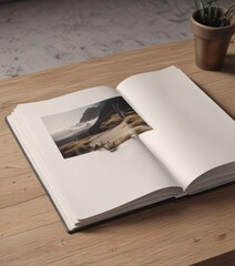 Open vertical photo album mockup, blank pages ready for design ,  mockup,  stationery