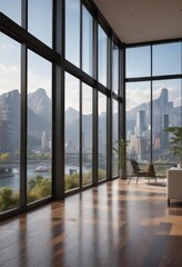 Stunning condo, floor-to-ceiling windows, breathtaking vista ,  glass,  high-rise,  cityscape