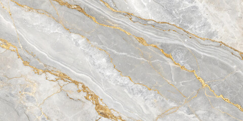 Obraz premium Light gray marble with gold/metallic veining running diagonally across the surface in elegant, flowing patterns