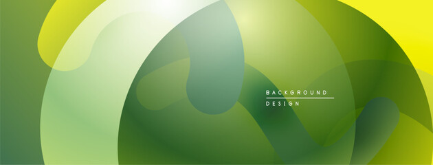 Abstract green background. Smooth shapes overlap, creating soft gradients. Modern design for digital projects. Minimalist aesthetic.