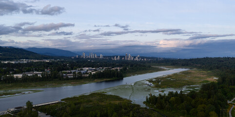 Aerial View of Urban and Natural Landscape in Burnaby, Vancouver, BC, Canada