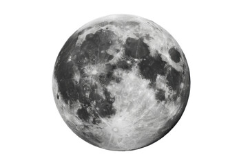 Obraz premium Detailed full moon against black sky capturing lunar features, cut out