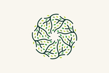Circular Tree Branch Logo vector image