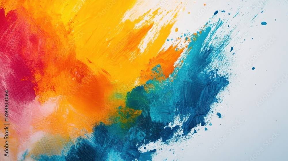 Poster a dynamic abstract artwork featuring a vibrant color splash with bold brush strokes. the combination