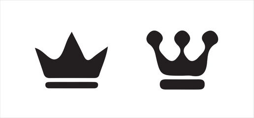 King and Queen Crown Silhouettes – Minimal Vector Icons for Branding
