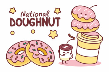 NATIONAL DOUGHNUT DAY vector illustration